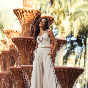 CAMALEONICA PANTALON MUJER PANTALÓN CANARIO TOSTADO